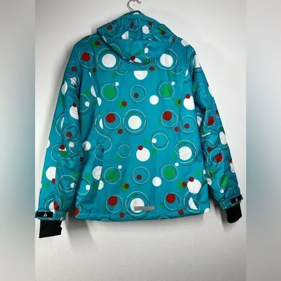 Bergson SKI-/SNOWBOARD Winter JACKET Blue Red Dots Size 16 Kids /176 cm